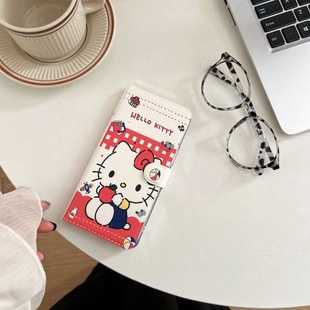 抱熊凯蒂猫适用华为Pura80手机壳mate70翻盖皮套P60可插卡nova14创意13荣耀400折叠支架P50e创意12 11女90pro