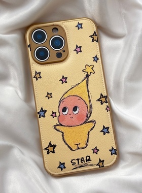 皮纹棕格星星人oppoReno15手机壳FindX9/X8S+新款Reno14/13皮质Reno11pro小众可爱7女6硅胶全包防摔10保护套