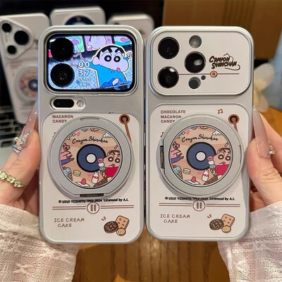 唱片小新适用苹果17/16promax手机壳iPhone15卡通14pm旋转支点支架FindX9/X8小米17/13防摔华为pura90/80pro