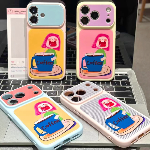 多巴胺咖啡女孩适用苹果17/16promax手机壳iPhone15撞色14pm可爱FindX9/X8小米17硅胶13防摔华为pura90/80pro