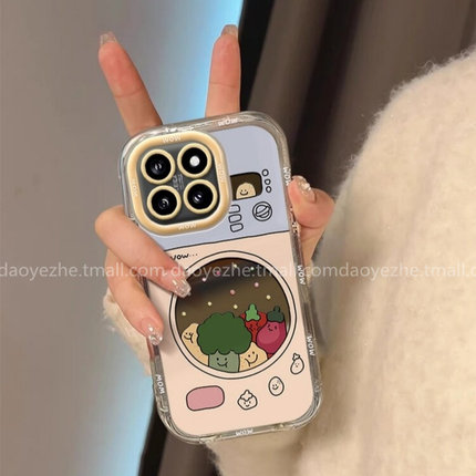 趣味蔬菜洗衣机镜面适用小米15手机壳K80/13补妆镜note14新款K70e小众K60硅胶红米K50女款12X防摔K40pro+全包