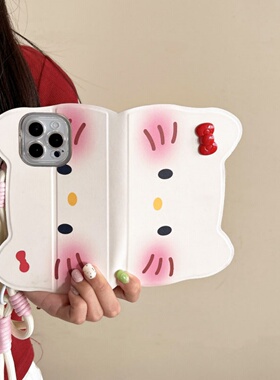 腮红KT猫适用华为mate80promax手机壳Pura70翻盖皮套P60插卡nova14斜跨挂绳13荣耀400折叠支架P50e创意12女11