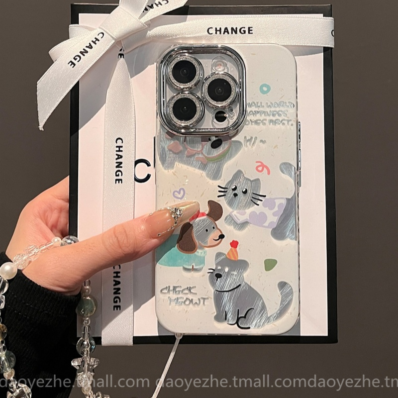 泼墨猫咪小狗适用小米15手机壳K80新款note14可爱羽纱K70e全包镜头膜K60硅胶13红米K50高级感女12S防摔K40pro