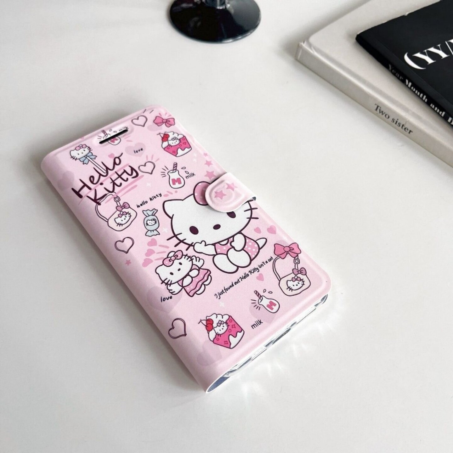 少女粉色KT猫翻盖皮套oppoReno15手机壳FindX8S+新款Reno14/13创意FindX9折叠支架12全包11防摔简约插卡10pro