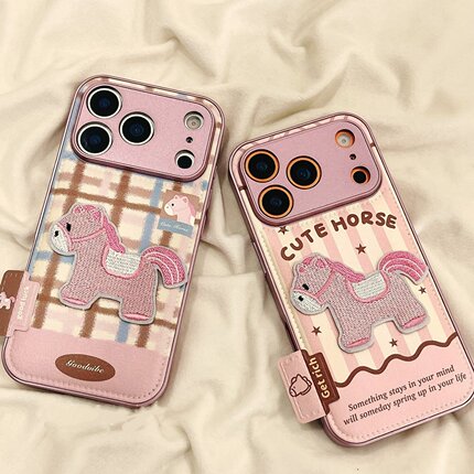 皮纹刺绣小马oppoReno15手机壳FindX9/X8S+新款Reno14/13皮质Reno11pro新年可爱女7/6硅胶全包防摔10保护套