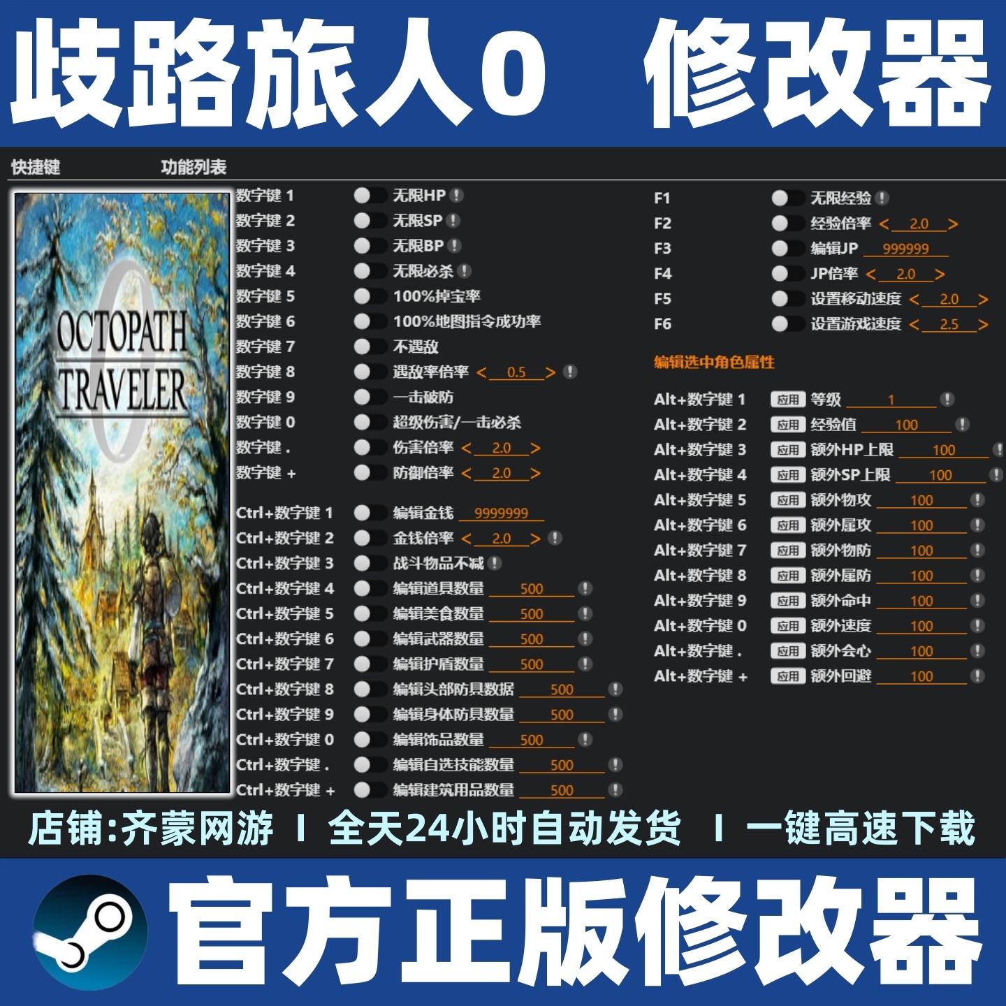 歧路旅人0修改器辅助魔法科技存档工具 Steam 不含游戏 八方旅人0图片