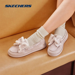 Skechers/斯凯奇奶贝鞋2024秋冬新款女鞋加绒保暖乐福豆豆鞋单鞋