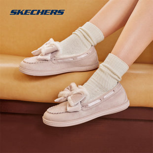 Skechers/斯凯奇奶贝鞋2024秋冬新款女鞋加绒保暖乐福豆豆鞋单鞋