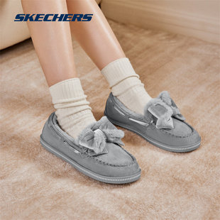 Skechers/斯凯奇奶贝鞋2024秋冬新款女鞋加绒保暖乐福豆豆鞋单鞋