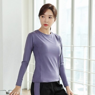 速发宽松瑜伽服长袖新款运动速干上衣大码MM跑步健身服T恤