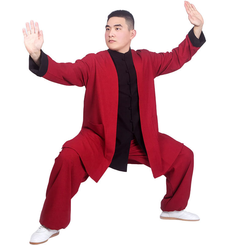 速发新款高档太极拳练功服秋棉麻亚麻太极服装休闲武术八段锦服