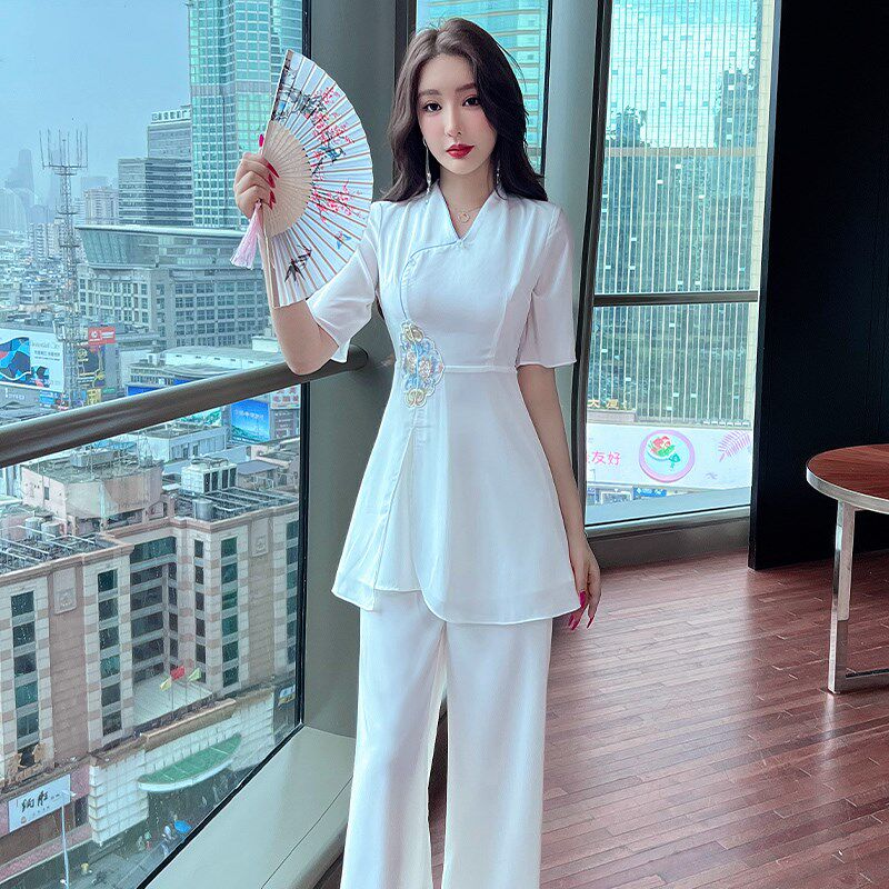 速发2025款足疗工作服装按摩技师养生师高端工服足浴店夏季气质套