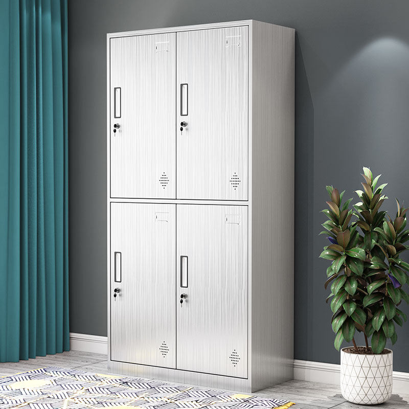 速发不锈钢 办公宿舍4四门铁皮衣柜更工衣员柜柜带锁储物柜寄存箱