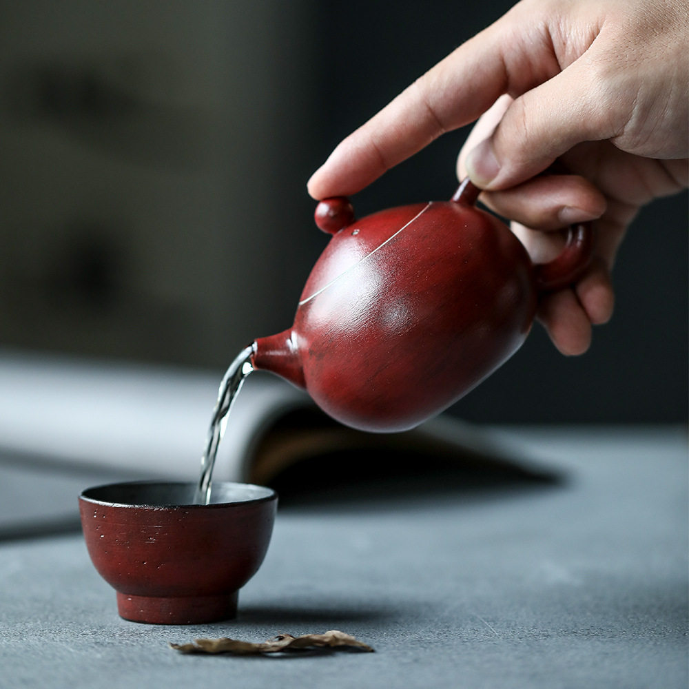 谌峰作品 国内陶艺家手作日式粗陶茶壶故宫红壶泡茶壶单壶西施壶