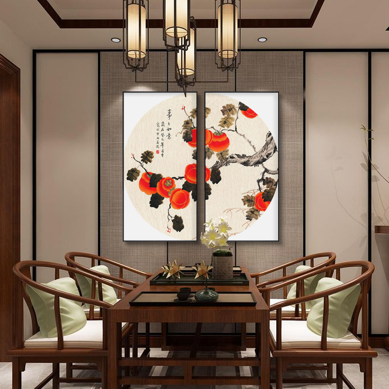 新中式事事如意入户玄关装饰画走廊过道尽头餐厅挂画书房晶瓷壁画图片