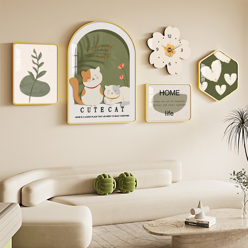 客厅沙发背景墙装饰画小清新挂画高级感2023新款壁画组,家居饰品,现代装饰画,淘宝优惠券,粉丝福利购,淘宝优惠卷