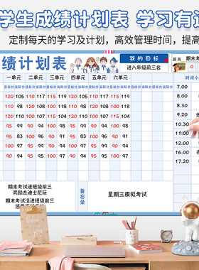 暑假磁性学习成绩计划表假期学生自律打卡表目标管理计划表作息时间课程安排排课表考试倒计时成绩跟踪表墙贴
