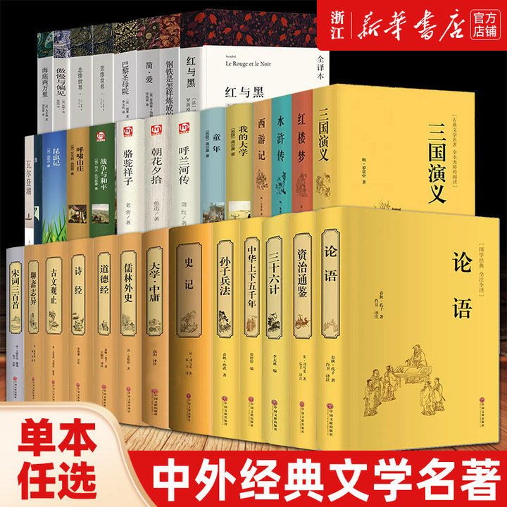 任选 四大名著 傲慢与偏见 我的大学 昆虫记 在人间 小王子 朝花夕拾 海底两万里 钢铁是怎样炼成的 中国文联出版初中生课外阅读