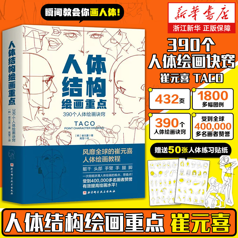 正版现货 人体结构绘画重点 人体结构 人体绘画 崔元喜 TACO人体 解剖 人体结构绘画教程 绘画技巧 绘画教程 北京科学技术