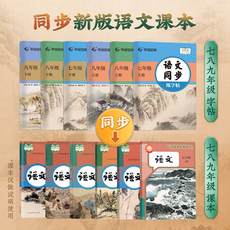 2026适用华夏万卷七八九年级语文字帖初中生专用练字帖上册下册同步人教版初一七年级字帖每日一练描红手写规范字体楷书字帖古诗词