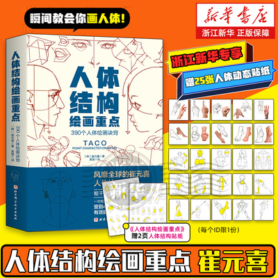 浙江专享贴纸【任选】人体结构绘画重点 人体结构 人体绘画 崔元喜 TACO人体 解剖 人体结构绘画教程 绘画技巧 北京科学技术