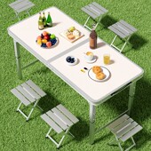 户外摆摊小桌子铝合金折叠可折叠可携式 露营野外餐桌椅地摊促销 桌