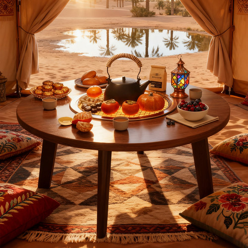 冬天围炉煮茶桌子家用庭院烧烤桌户外露营碳炉便捷烤火桌小圆桌子