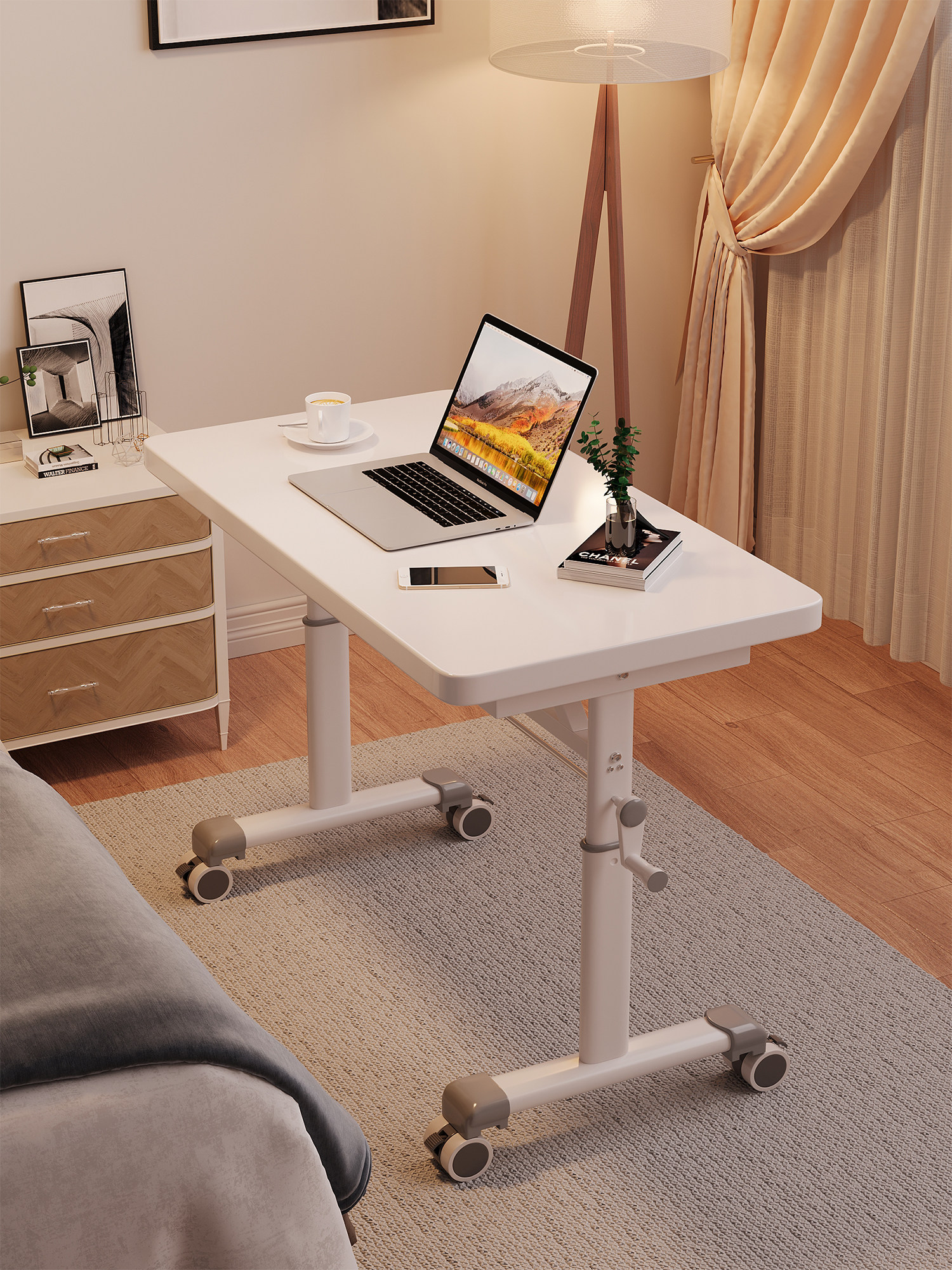 可移动书桌电脑桌办公桌学生家用卧室简易小桌子升降工作台床边桌,住宅家具,电脑桌,淘宝优惠券,粉丝福利购,淘宝优惠卷