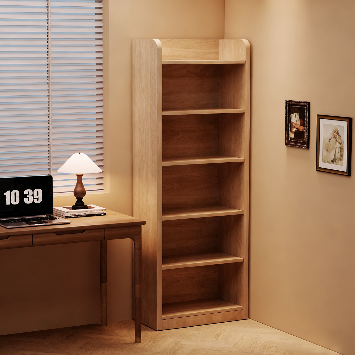 实木转角书架落地置物架儿童家用收纳柜子客厅简易书柜储物窄缝柜