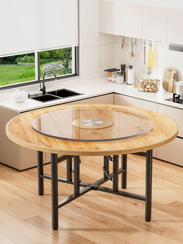 实木餐桌家用大圆桌圆桌面板圆餐桌带转盘家用吃饭饭桌单独圆桌面