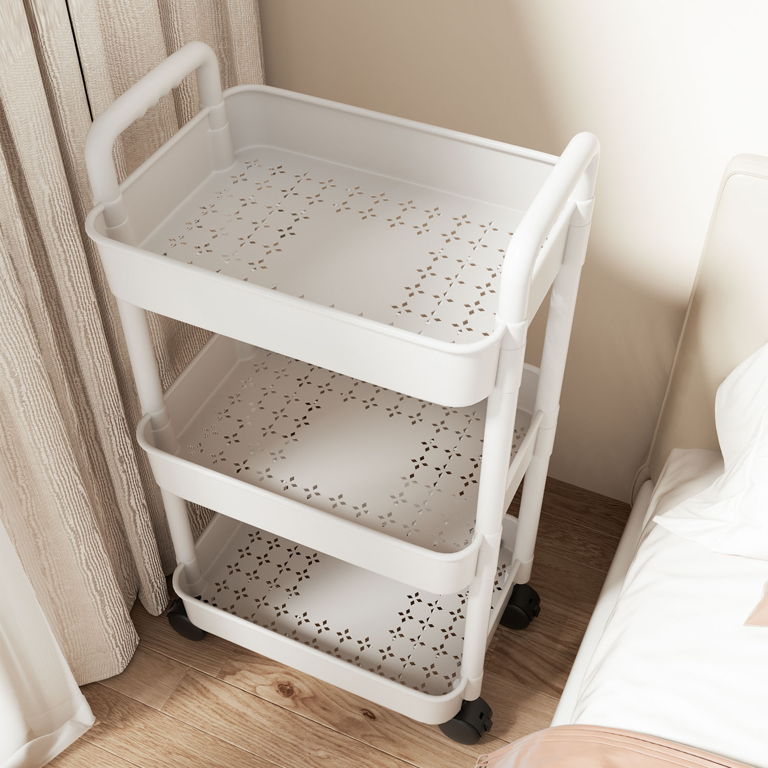 厨房小推车置物架落地多层零食收纳架厨房卫生间多功能可移动带轮