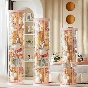 升级拉链款毛绒娃娃收纳桶玩偶收纳筐公仔儿童玩具收纳筒神器透明