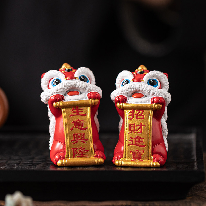 中国风醒狮石狮子摆件生意兴隆招财进宝金榜题名逢考必过考试礼品图片