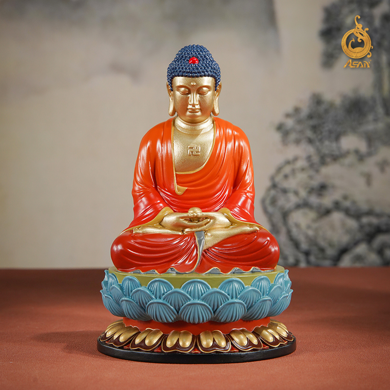 黄铜摆件《娑婆三圣之释迦牟尼》桌面客厅家居装饰品家用供奉佛像