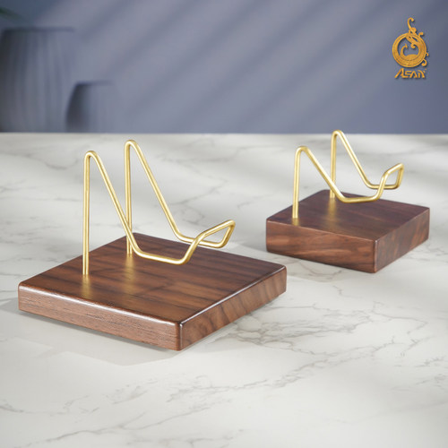 奇石头黑胡桃木底座黄铜水晶吊坠展示架摆放饰品架多功能底座托盘