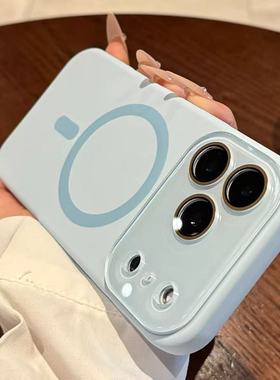 Magsafe磁吸适用苹果17Promax手机壳iPhone16Pro液态硅胶15Pro新款全包14马卡龙情侣13自带镜头膜防摔保护套