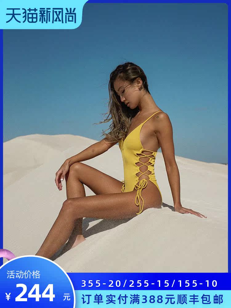 Yukari conservative swimsuit female ins wind cover belly thin sexy cutout strap one-piece bikini swimming swimsuit