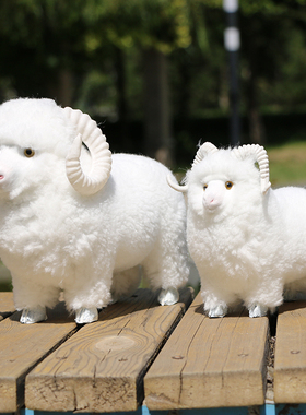 发声叫仿真小绵羊羊仿真皮毛动物内蒙古工艺品家居草原摆件饰品