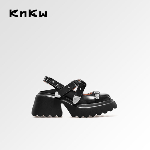 KNKW粗跟后空玛丽珍一脚蹬女鞋