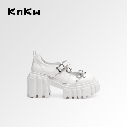 knkw新款百搭玛丽珍厚底增高女鞋