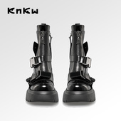 黑色马丁靴 甜酷厚底2025新款 吴千语同款 knkw机能玩家短靴女款