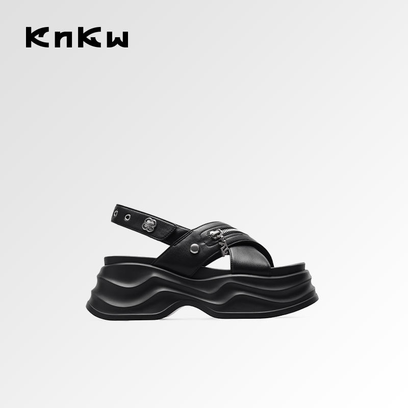 knkw2025厚底时尚一脚蹬甜酷凉鞋