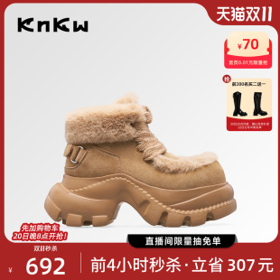 knkw厚底加绒马丁靴雪地靴外穿2025秋冬新款 复古靴子松绒休闲女鞋