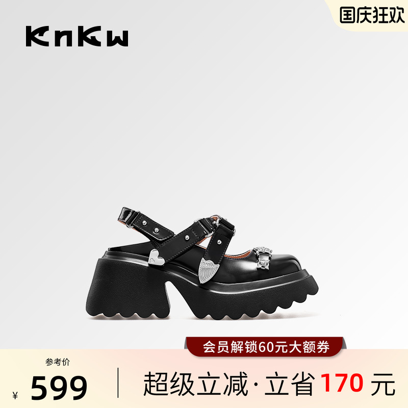 KNKW粗跟后空玛丽珍一脚蹬女鞋