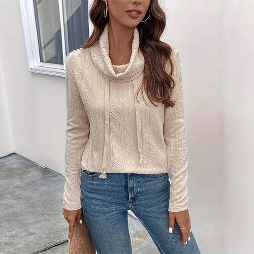 Women long sleeved hooded knitted sweater sweatshirt女针织衫