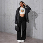 loose jeans 阔腿裤 pants女宽松牛仔裤 washed leg Women wide