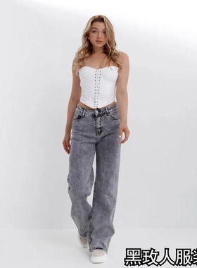 Jeans women's loose straight leg pants牛仔裤女宽松直筒长裤