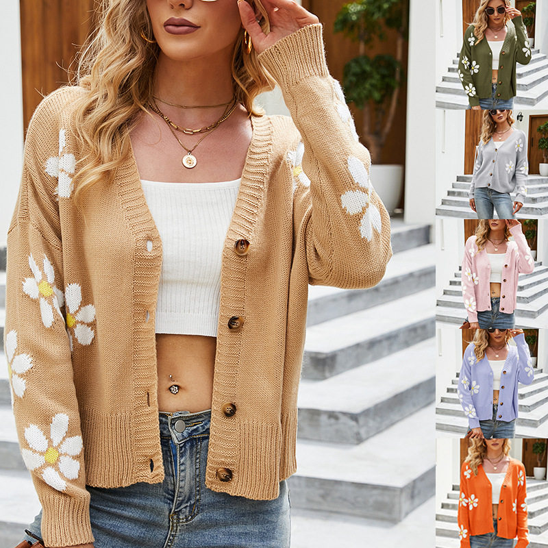 Women's knitted loose sweater cardigan女针织开衫外套毛衣开衫