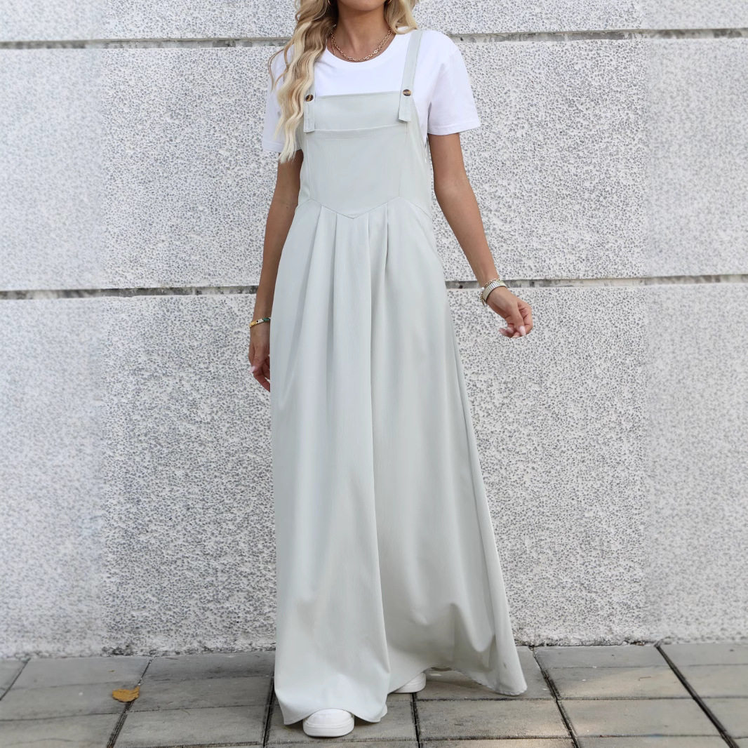 Women's long one-piece shoulder strap skirt女长款连体背带裙