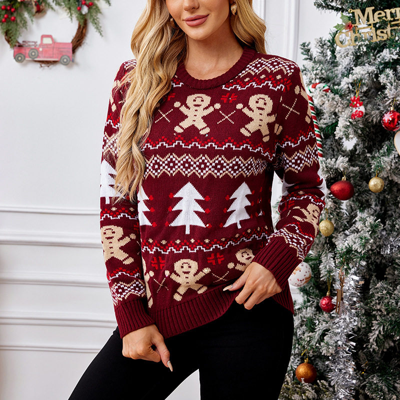 Women's pullover Christmas sweater长袖毛衣套头圣诞节毛衣女